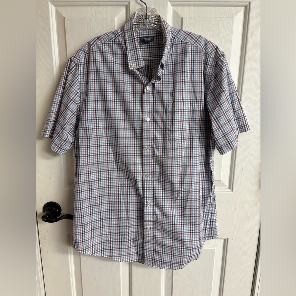 ❤️ Van Heusen Men’s Multicolor Plaid Button Down Shirt Size M
